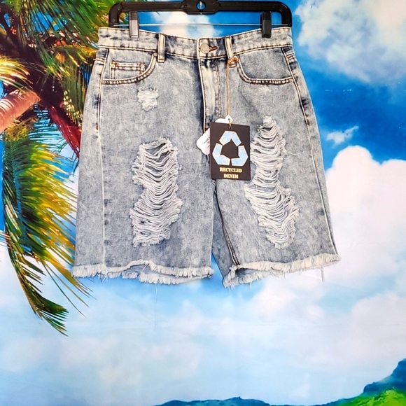 INDIGO Rein super hi-rise distressed women's Denem shorts size 5 - Picture 1 of 3